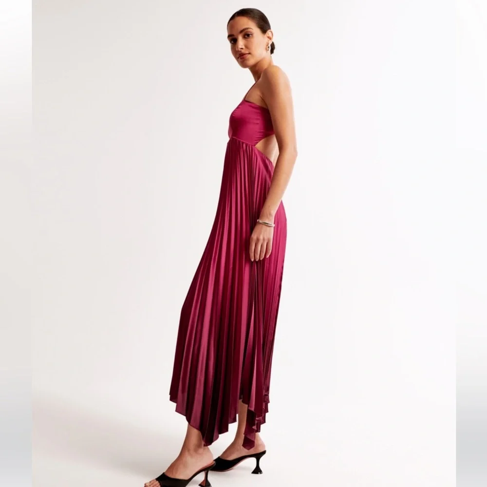The A&F Giselle Clasp-Back Pleated Midi Dress NWT size XSP - Picture 3 of 9